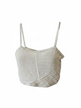 Free People Cream Knit Panelled Spaghetti Strap Crop Top